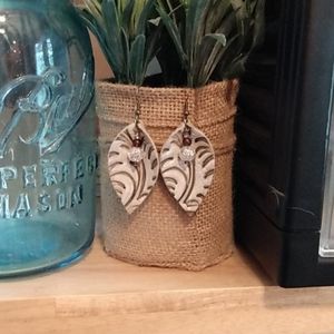 2 for $9 -Leather leaf shape earrings